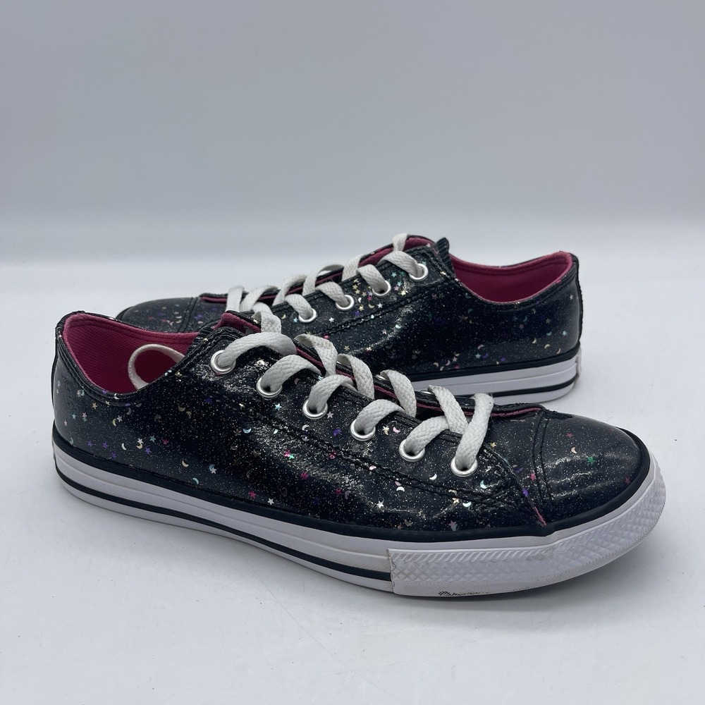 Converse Chuck Taylor All Star Low 665106C Youth Size 5 Shoes Sparkle Black Pink